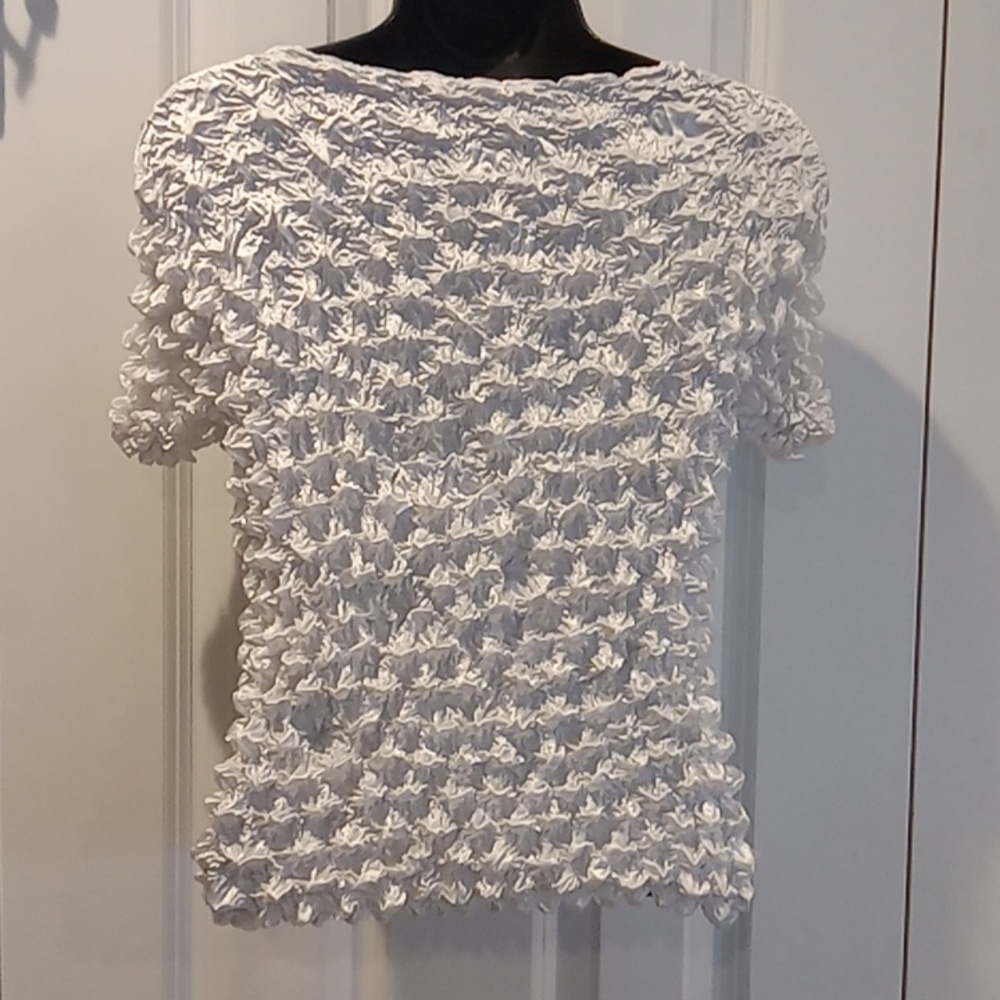 Vintage Y2K White Textured Women's Top - Picture 3 of 3